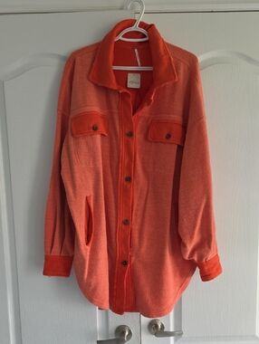 Free People Bright Coral Shacket